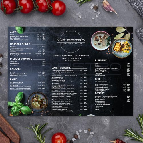 Karta menu A3 na stół dla restauracji