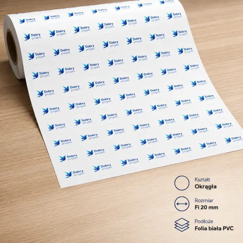 Naklejka okrągła na folii PVC 20 mm - projekt i druk
