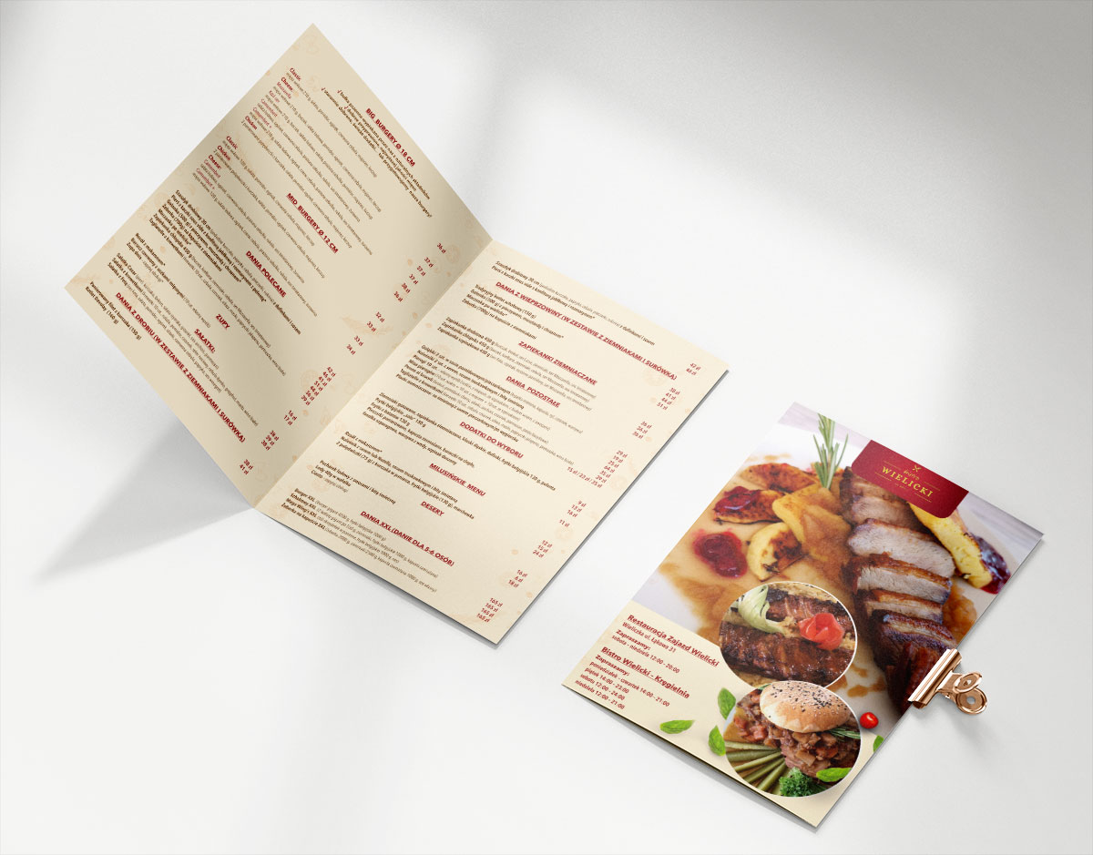 Karta menu A3 składana foliowana