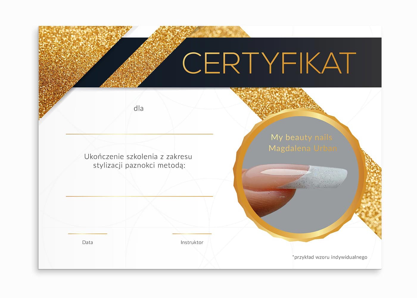 Certyfikat szkoleniowy - projekt i druk